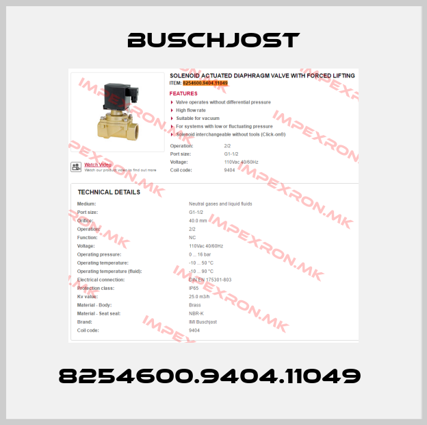 Buschjost-8254600.9404.11049 price