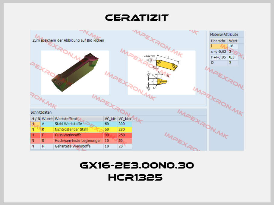 Ceratizit-GX16-2E3.00N0.30 HCR1325 price