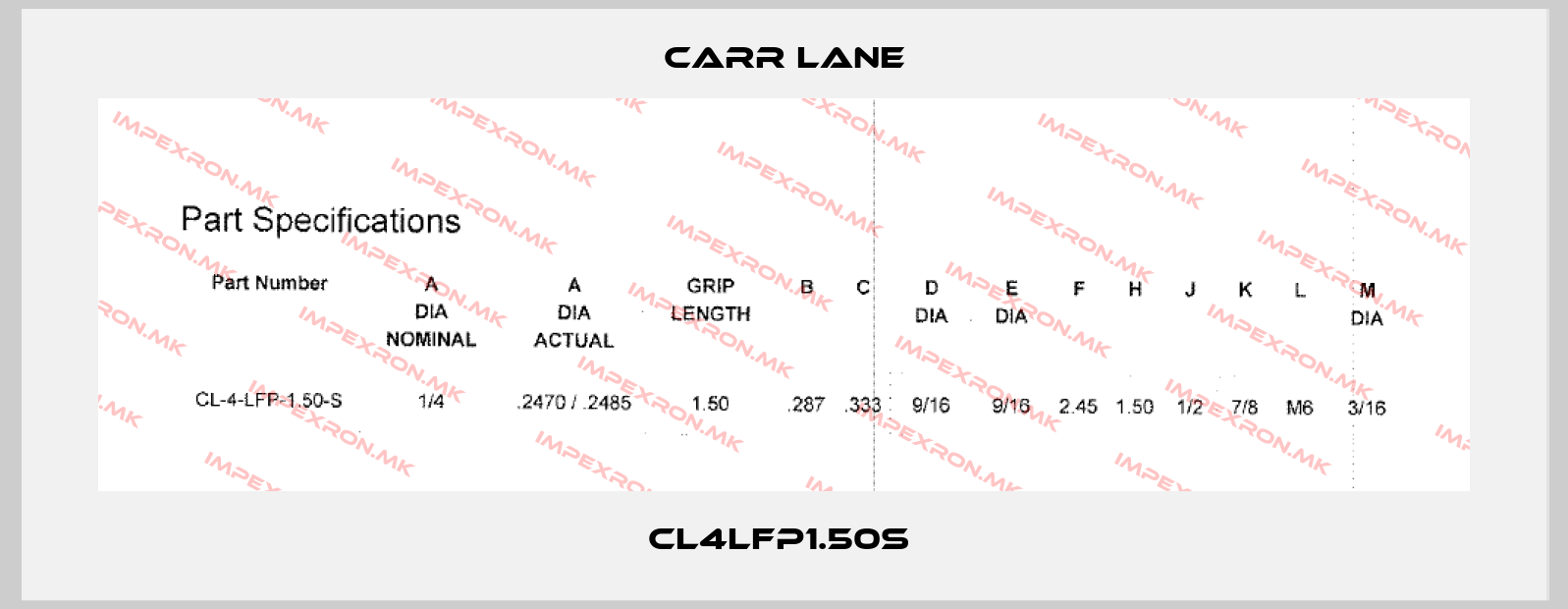 Carr Lane-CL4LFP1.50S price