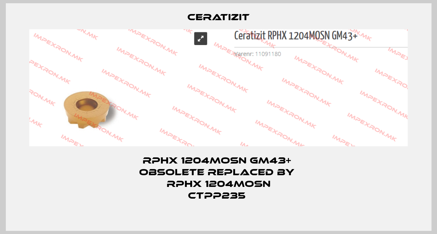 Ceratizit-RPHX 1204MOSN GM43+  obsolete replaced by  RPHX 1204MOSN CTPP235 price