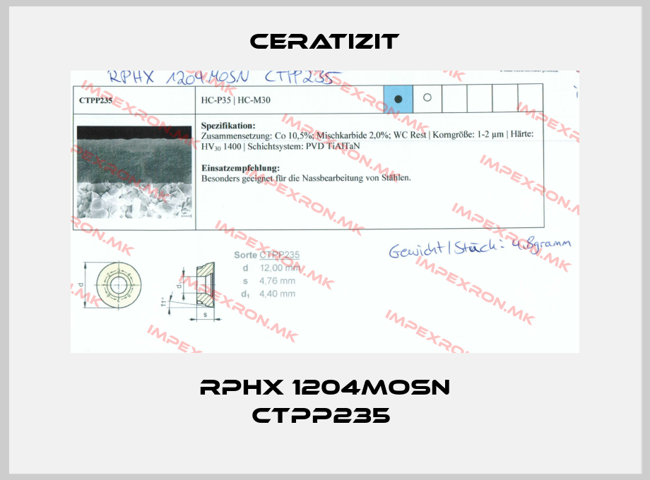 Ceratizit-RPHX 1204MOSN CTPP235 price