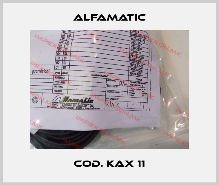 Alfamatic-Cod. KAX 11price