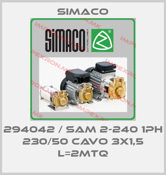 Simaco-294042 / SAM 2-240 1PH 230/50 CAVO 3X1,5 L=2MTQprice