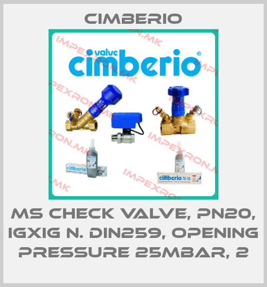 Cimberio-MS check valve, PN20, IGXiG n. DIN259, opening pressure 25mbar, 2price