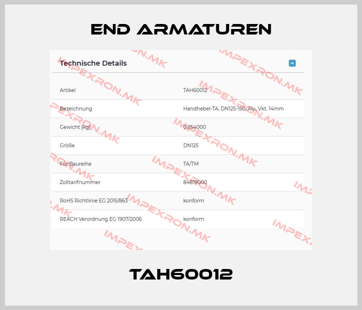 End Armaturen-TAH60012price