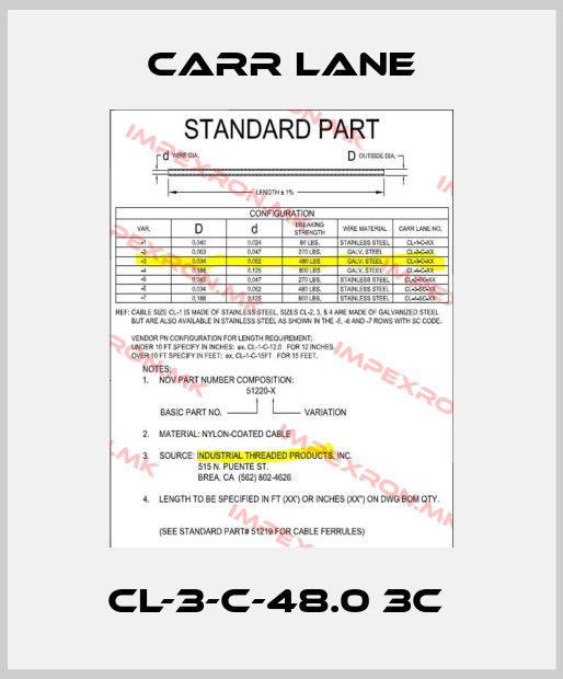 Carr Lane-CL-3-C-48.0 3C price